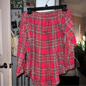 Off the shoulders plaid top